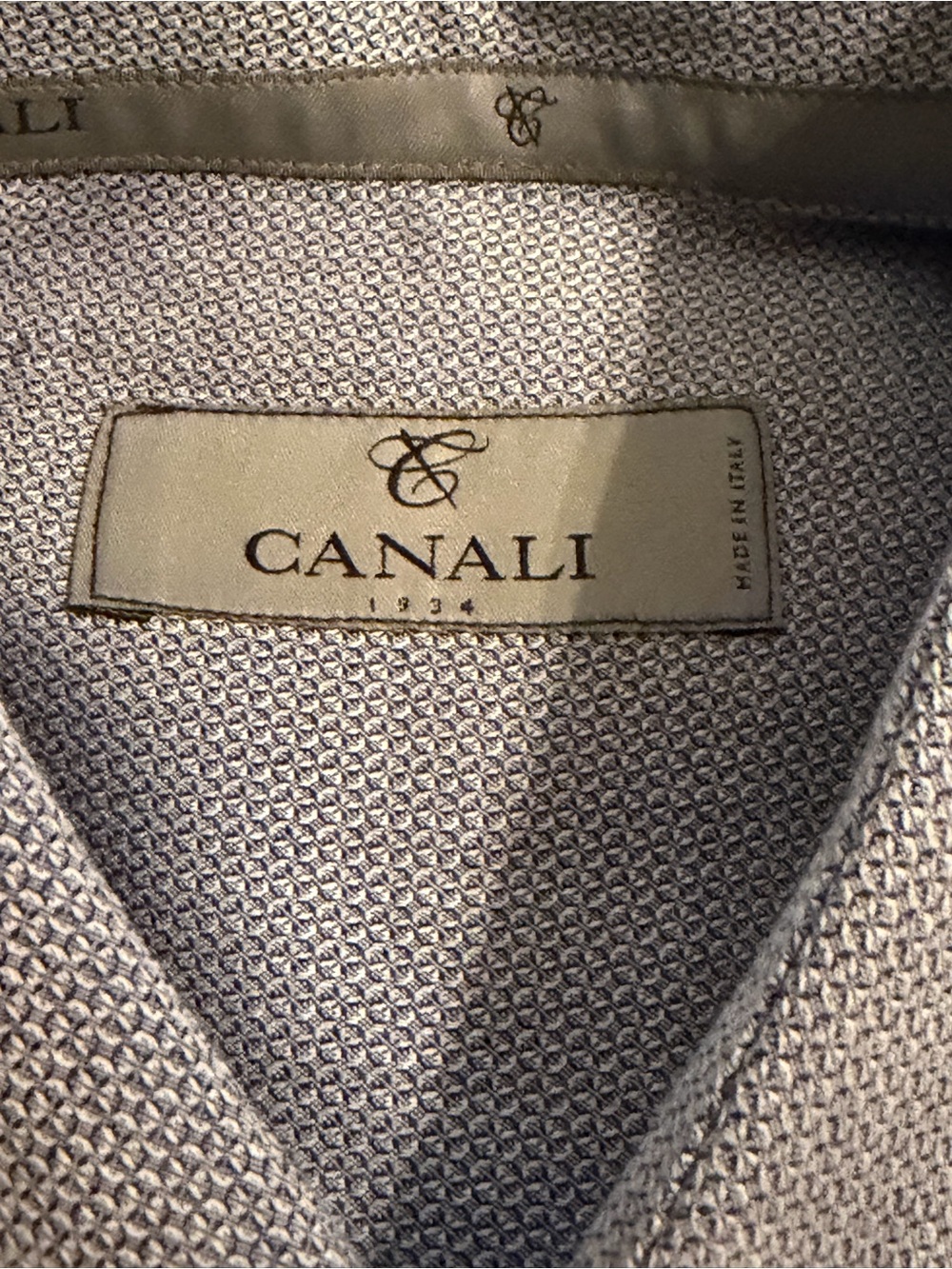 Canali Men's Light Gray Waffle-Knit Polo
